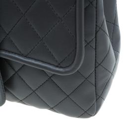 Pre Owned Chanel Dark Grey Lambskin Elementary Chic Flap Bag