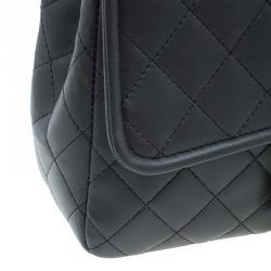 Pre Owned Chanel Dark Grey Lambskin Elementary Chic Flap Bag