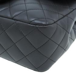 Pre Owned Chanel Dark Grey Lambskin Elementary Chic Flap Bag