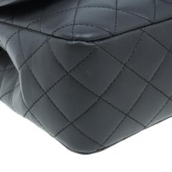 Pre Owned Chanel Dark Grey Lambskin Elementary Chic Flap Bag
