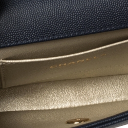 Pre Owned Chanel Navy Blue Caviar Leather Captain Gold Waist Bag