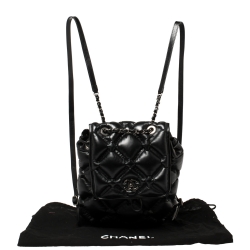 Pre Owned Chanel Black Quilted Leather Chesterfield Backpack