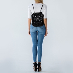 Pre Owned Chanel Black Quilted Leather Chesterfield Backpack