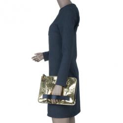 Pre Owned Chanel Gold Medium Feminine Pouch