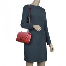 Pre Owned  Chanel Red Ombre Python Medium Classic Double Flap Bag 