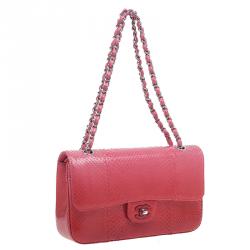 Pre Owned  Chanel Red Ombre Python Medium Classic Double Flap Bag 