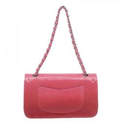 Pre Owned  Chanel Red Ombre Python Medium Classic Double Flap Bag 