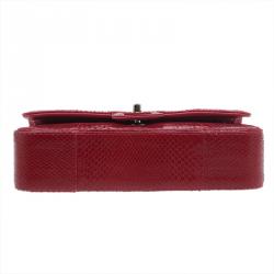 Pre Owned  Chanel Red Ombre Python Medium Classic Double Flap Bag 