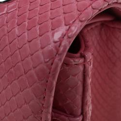 Pre Owned  Chanel Red Ombre Python Medium Classic Double Flap Bag 