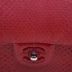 Pre Owned  Chanel Red Ombre Python Medium Classic Double Flap Bag 