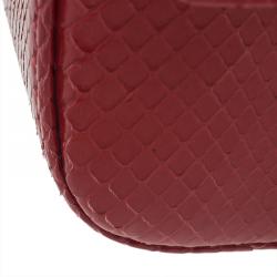 Pre Owned  Chanel Red Ombre Python Medium Classic Double Flap Bag 