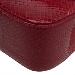 Pre Owned  Chanel Red Ombre Python Medium Classic Double Flap Bag 