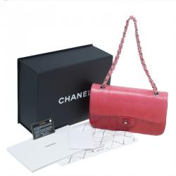 Pre Owned  Chanel Red Ombre Python Medium Classic Double Flap Bag 