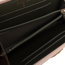 Chanel Beige Quilted Caviar Leather Boy Zip Around Wallet