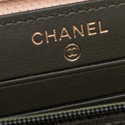 Chanel Beige Quilted Caviar Leather Boy Zip Around Wallet