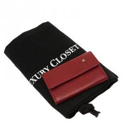 مملوكة مسبقًا محفظة عملات نقدية شانيل جلد نقش الكاميليا أحمر