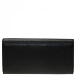 Pre Owned Chanel Black Camellia Embossed Leather Continental Wallet