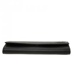 Pre Owned Chanel Black Camellia Embossed Leather Continental Wallet