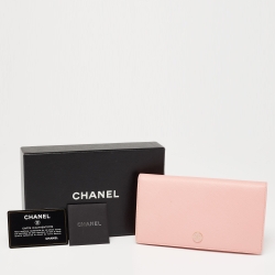 Chanel Pink Leather CC Bifold Wallet