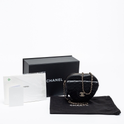 Pre Owned Chanel Black Quilted Leather Classic Heart Bag