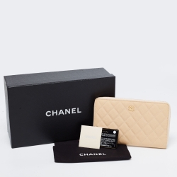 Pre Owned محفظة مفكرة شانيل سحاب ملتف جلد كافيار مبطن أسود