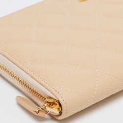 Pre Owned محفظة مفكرة شانيل سحاب ملتف جلد كافيار مبطن أسود