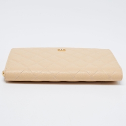 Pre Owned محفظة مفكرة شانيل سحاب ملتف جلد كافيار مبطن أسود