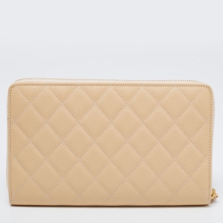 Pre Owned محفظة مفكرة شانيل سحاب ملتف جلد كافيار مبطن أسود