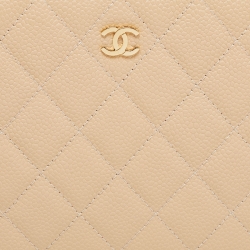 Pre Owned محفظة مفكرة شانيل سحاب ملتف جلد كافيار مبطن أسود