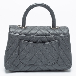 Pre Owned Chanel Pearl Grey Quilted Caviar Leather Small Coco Flap Bag
