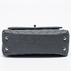 Pre Owned Chanel Pearl Grey Quilted Caviar Leather Small Coco Flap Bag