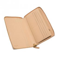 Chanel Beige Quilted Caviar Leather Large Zippy Wallet