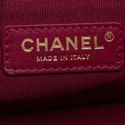 Pre Owned Chanel Burgundy Quilted Caviar Leather Small Boy Flap Bag