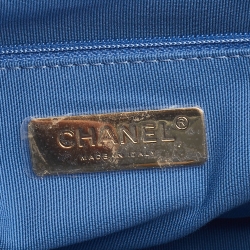 Pre Owned Chanel Blue Quilted Denim Medium 19 Flap Bag