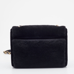 Chanel Black/White Shearling Fur Small Geometric Flap Bag
