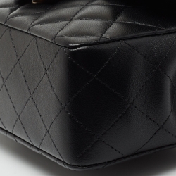 Pre Owned Chanel Black Quilted Leather Mini Rectangular Flap Top Handle Bag
