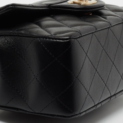 Pre Owned Chanel Black Quilted Leather Mini Rectangular Flap Top Handle Bag