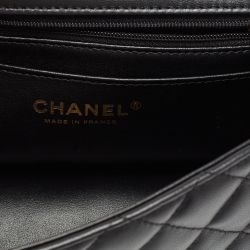 Pre Owned Chanel Black Quilted Leather Mini Rectangular Flap Top Handle Bag