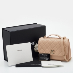 Pre Owned Chanel Pink Quilted Caviar Leather Medium Business Affinity Flap Bag