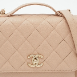 Pre Owned Chanel Pink Quilted Caviar Leather Medium Business Affinity Flap Bag