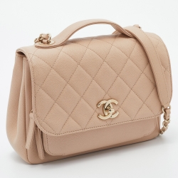 Pre Owned Chanel Pink Quilted Caviar Leather Medium Business Affinity Flap Bag