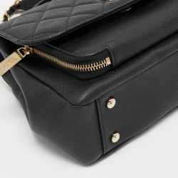 Pre Owned Chanel Black Quilted Caviar Leather Medium Business Affinity Top Handle Bag