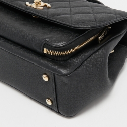 Pre Owned Chanel Black Quilted Caviar Leather Medium Business Affinity Top Handle Bag