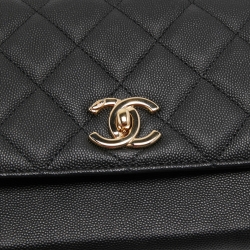 Pre Owned Chanel Black Quilted Caviar Leather Medium Business Affinity Top Handle Bag