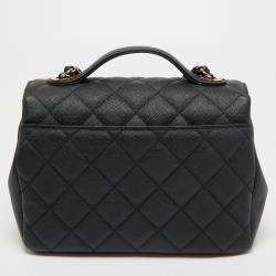 Pre Owned Chanel Black Quilted Caviar Leather Medium Business Affinity Top Handle Bag