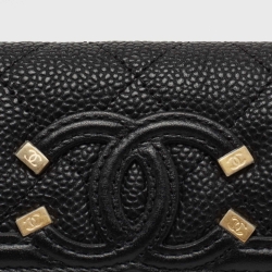 Chanel Black Quilted Caviar Leather Filigree Wallet