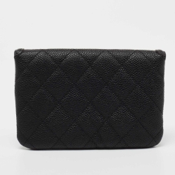 Chanel Black Quilted Caviar Leather Filigree Wallet