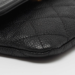 Chanel Black Quilted Caviar Leather Filigree Wallet