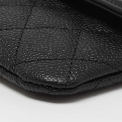 Chanel Black Quilted Caviar Leather Filigree Wallet
