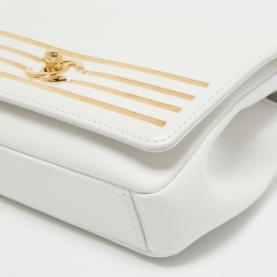 Pre Owned Chanel White Caviar Leather Captain Gold Waist Bag